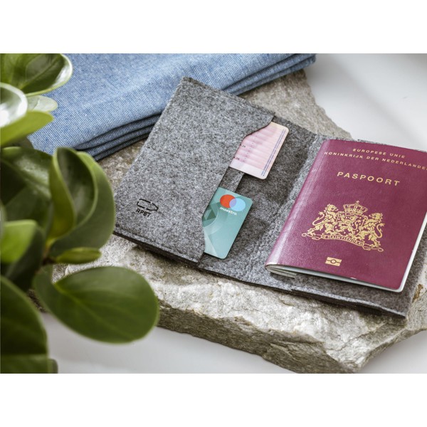 Identify GRS RPET Felt passport holder - Grey