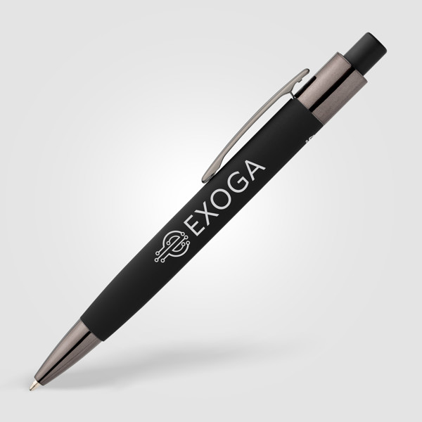 Malmö Recycled Aluminium Soft Touch Barrel Pen - Black / 4 Colour inkjet