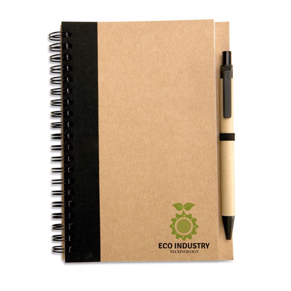 Bloc-notes recyclé et stylo Sonora Plus - Noir