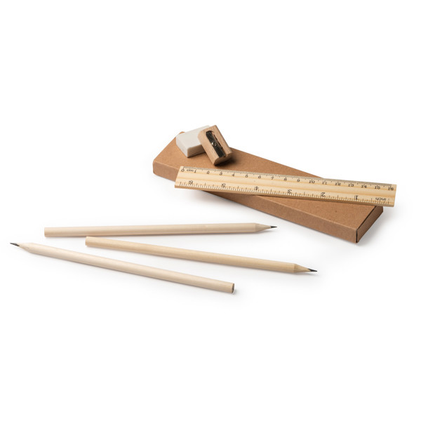 Personalised natural wood writing set with kraft box