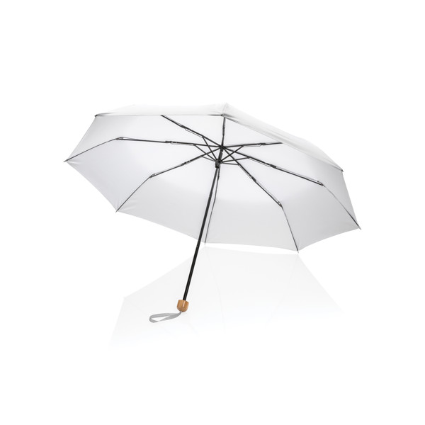 Impact Aware™ RPET bambus mini  dežnik, 104 cm -Bela