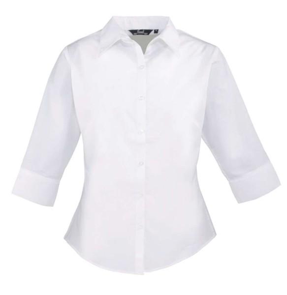 Women's Poplin 3/4 Sleeve Blouse - White / 5XL