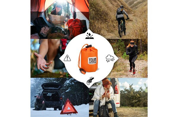 Sac de couchage thermique d'urgence pour la survie en plein air - Orange