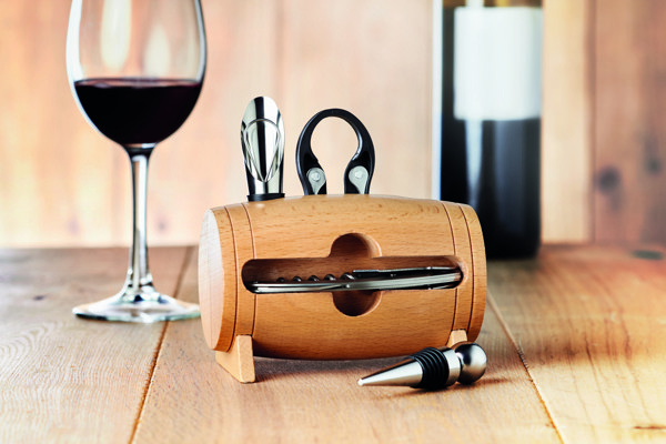 4 pcs wine set in wooden stand Bota