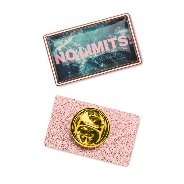 Metall-Pin in rechteckiger Form mit Doming - Full Color / Kupfer / Eingewickelt in Seidenpapier