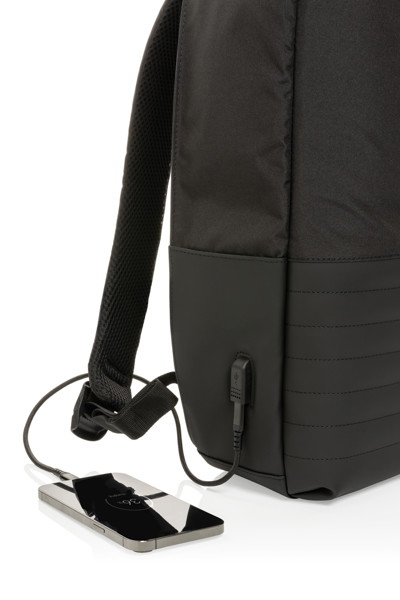 RFID nedobytný batoh na notebook Swiss Peak z RPET AWARE™ - Černá