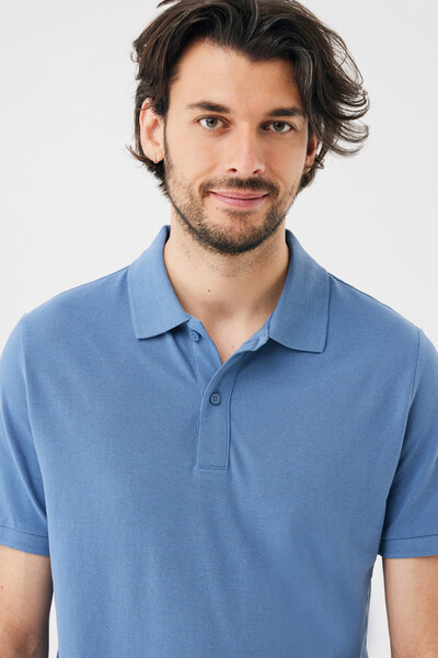 Polo tričko IQONIQ Yosemite z recykl. bavlny - Moon Blue / XL