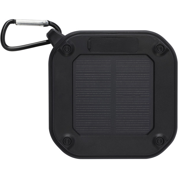 Haut-parleur solaire Bluetooth® Solo de 3 W IPX5 en plastique recyclé certifié RCS avec mousqueton