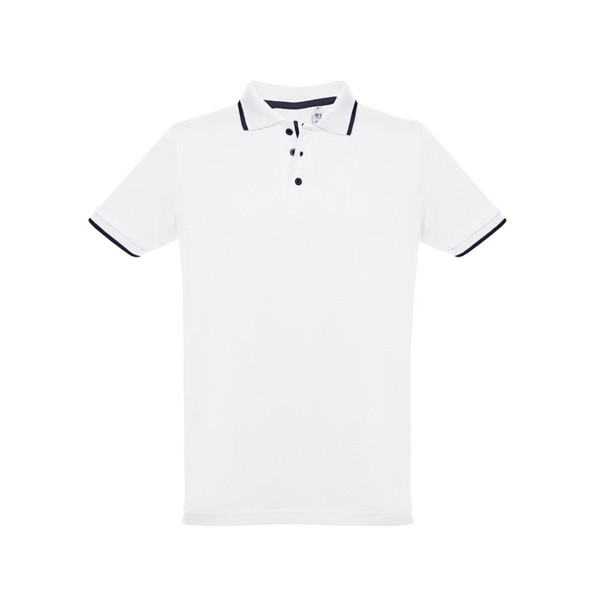 THC ROME WH. Men's Polo Shirt with contrast colour trim and buttons. White - White / XL