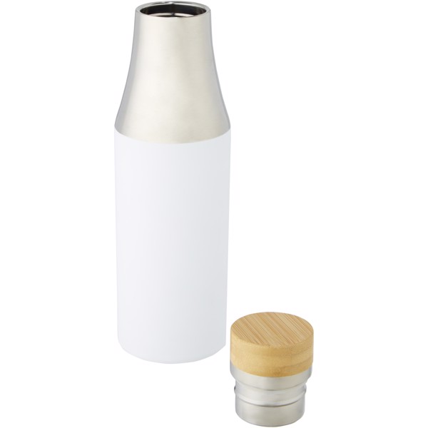 Garrafa de 540 ml de cobre isolada a vácuo em aço inoxidável com tampa de bambu "Hulan" - Branco