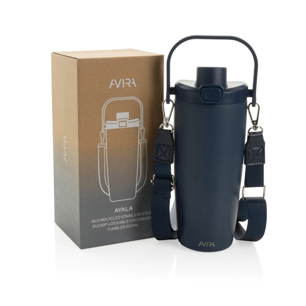 Mug en acier RCS avec bandoulière Avira Ayala - Bleu Marine