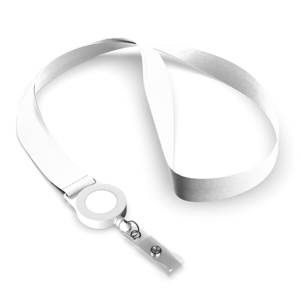 Polyester sublimation badge reel lanyard - White