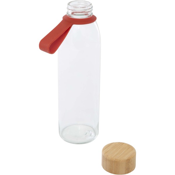 Borraccia in vetro da 500 ml con manico in silicone e coperchio in bambù Porto - Mattone