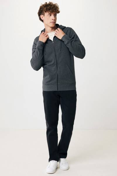 Iqoniq Abisko recycled cotton zip through hoodie - Heather Anthracite / L