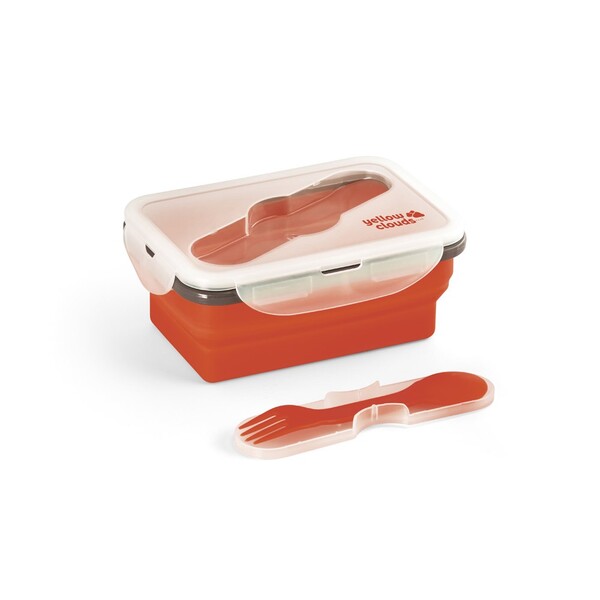 SAFFRON. Lunch Box. Retractable hermetic box in silicone and PP 640 mL - Red