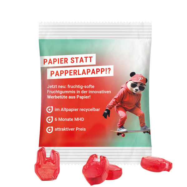 Jelly gum mini bag 10g, special shapes, recycable PaperPlus Pro white
