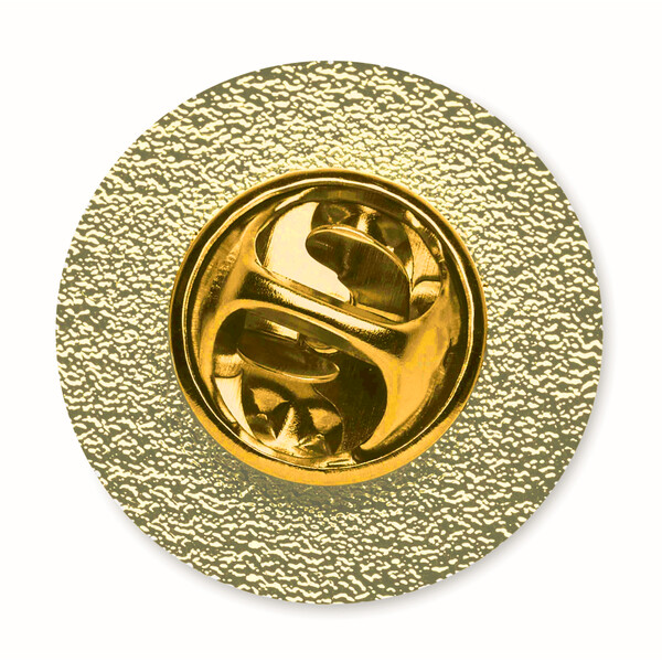 Metall-Pin in runder Form mit Doming - Full Color / Goldimitat / Eingewickelt in Seidenpapier