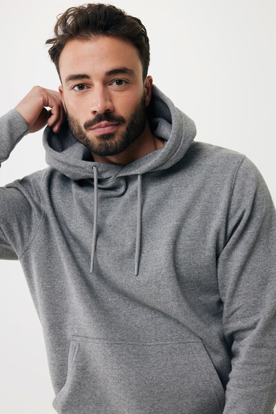 Lehká mikina s kapucí Iqoniq Rila z recykl. bavlny - Light Heather Anthracite / XXS