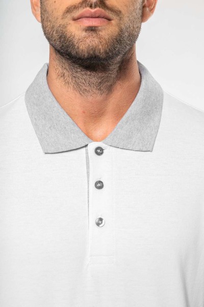 Muška dvobojna piqué polo majica - Bijela / Light Siva / 2XL