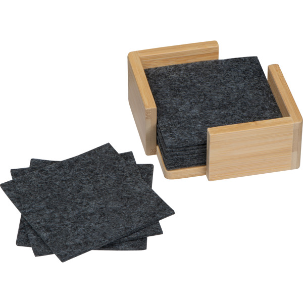 10 felt coasters in bamboo stand CELESTE - Anthracite