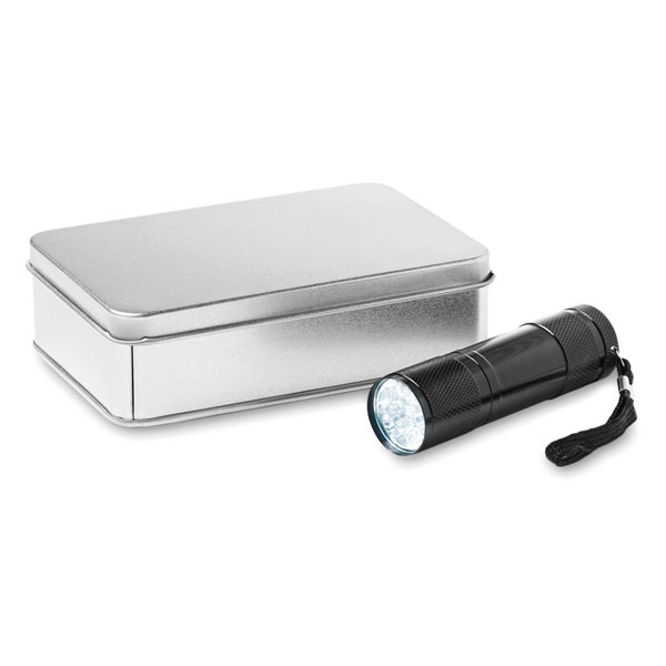 LED torch in tin box Led Plus - Black