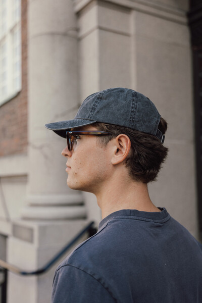 BEAU AWARE™ Washed 6 panel 270gsm cotton twill cap - Black