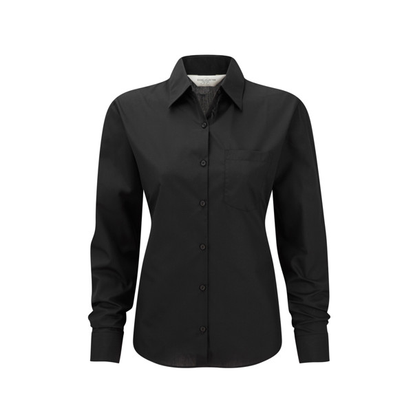 Camisa Popeline Senhora Manga Comprida 110G - 65% Poliéster/ 35% Algodão - Preto / XS