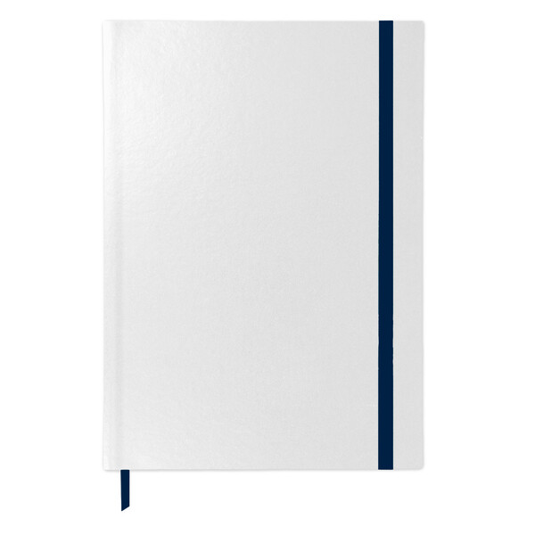 Bloco de capa dura em papel A5 com folhas impressas com o seu desenho - Cor integral / Azul-marinho profundo / Azul-marinho profundo