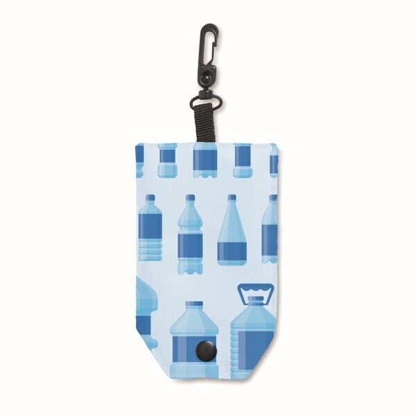 Full colour foldable recycled polyester (rPET) bag with pouch. Double layer handles - Full colour
