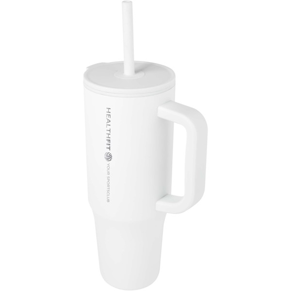 Gobelet isotherme Brady 900 ml certifié RCS avec paille en silicone - Blanc
