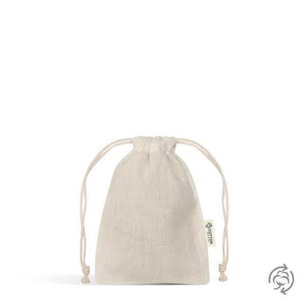 Saco Mini, Algodão Reciclado, Com Atilhos, 140G/M² - Crú