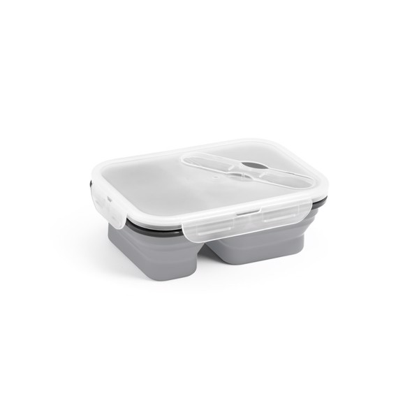 DILL. Lunch Box. Boîte hermétique rétractable en silicone et PP (480 et 760 mL) - Gris Clair