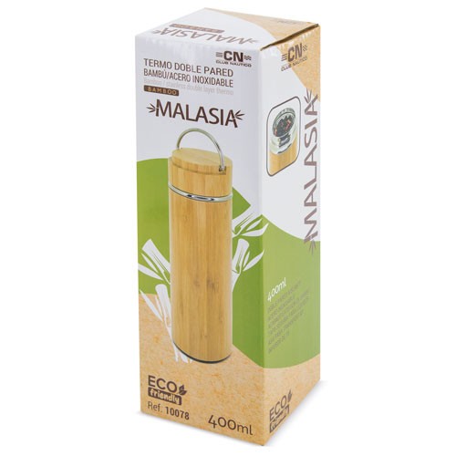 TERMO DOBLE PARED BAMBU/ACERO INOXIDABLE "MALASIA"