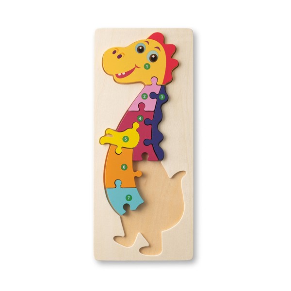 PS - DIPLODOCO. Dinosaur-shaped puzzle in pine plywood