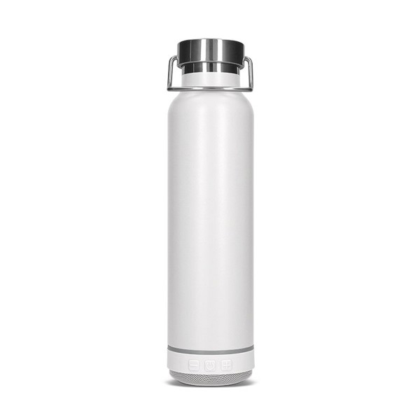HAUT-PARLEUR ENCEINTE ET BOUTEILLE GOURDE ISOTHERME INOX 60 cl - Blanc