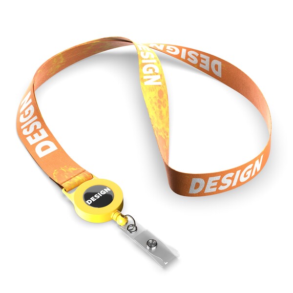 Polyester sublimation badge reel lanyard - Sunflower Yellow / 15mm width