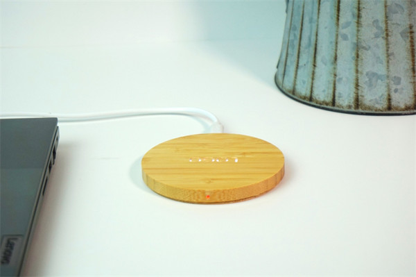 Wooden wireless charger with LED backlight