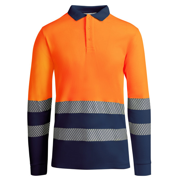 Av Atrio μακρυμάνικο πουκάμισο Polo - Navy / Orange Fluor / 2XL