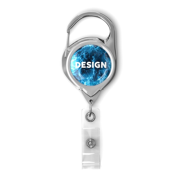 Retractable badge reel with carabiner & logo - Black