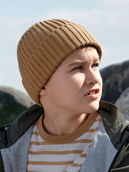 Organic Cotton Kids Beanie - Biscuit