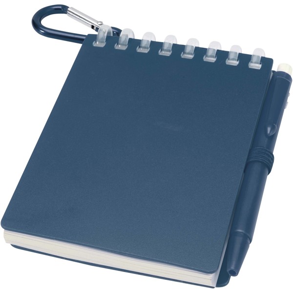 Ensemble carnet souple d’extérieur recyclé et stylo bille (encre noire) Lig Mini - Bleu océan