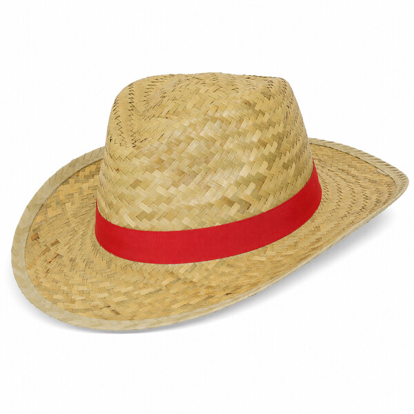 CHÁPEU DE PALHA MARCO VERMELHO 