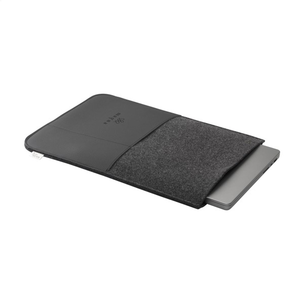 Recycled Felt & Apple Leather Laptop Sleeve 16" - Black