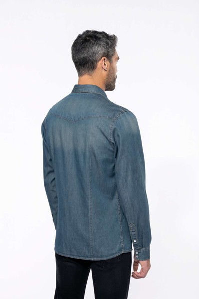 Men's Long-Sleeved Denim Shirt - S