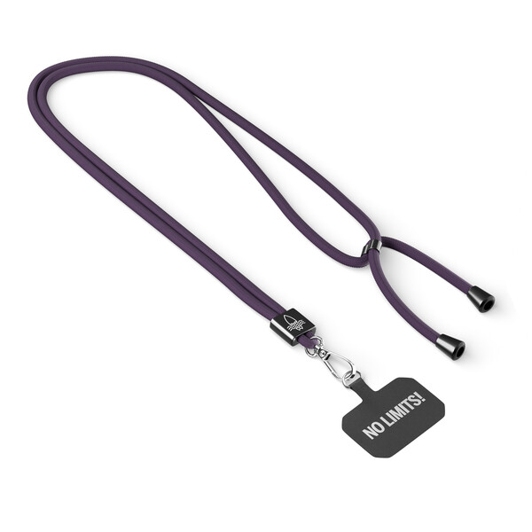 Handykette, trendige 2-tone Kordel mit Universal-Halter aus recyceltes Polyester (rPET) - klarer blauer Himmel / Schwarzer Zubehör