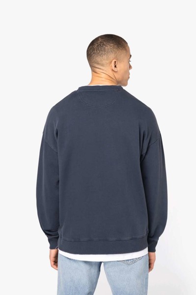 Unisex Washed Effect Oversize Round Neck Sweatshirt - Washed Black / XS