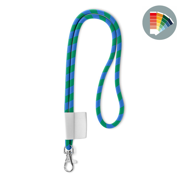 Polyester 2-tone cord lanyard with full colour label - Own PMS / Own PMS / Metal carabiner