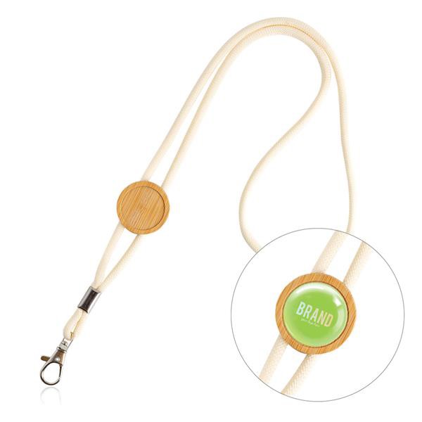 Lanyard  Com Ajustável Em Bamboo - Preto / U