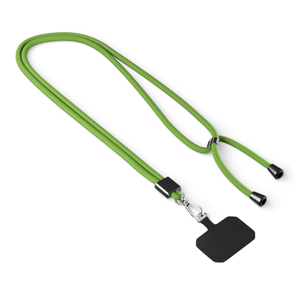 Modny, dwukolorowy uchwyt na telefon typu crossbody z poliestru - Limonkowa zieleń / Czany haczyk i akcesoria