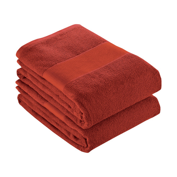 Frotteehandtuch Aus Baumwolle Mit 8 Cm Breitem Band (80X150cm) - Rot
